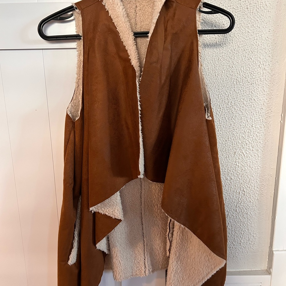 Brown Sleeveless Shearling Vest